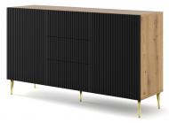 Комод BIM Furniture Ravenna 2д3ш 1500x870x420 мм золотой/дуб артизан/черный матовый (RAVENNA_B_FOILED_MDF_CABINET_2)