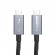 Кабель PowerPlant Thunderbolt 3 USB-C - USB-C 1 м сірий (CA913336)