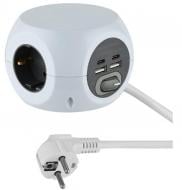 Удлинитель Electraline Mini Cube 2 USB 2 type C с выключателем с заземлением 3 гн. белый 1,5 м 62078