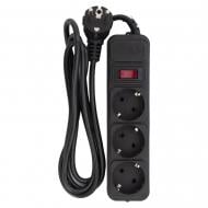 Сетевой фильтр Patron 250В 3x1 мм2 с заземлением 3 гн. черный 1,8 м EXT-PN-SP-1032