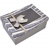 Коробка подарункова сіра з віконцем з бантом 23х16х95 см