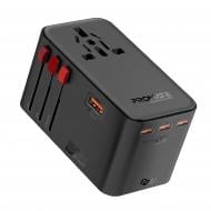 Переходник Promate TripMate-GaN160 EU/US/UK/AU на EU/US/UK/AU, 3хUSB-С, USB-A 160W total black (tripmate-gan160)