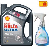 Моторна олива синтетична SHELL Helix Ultra Racing 10W-60, 4 л + Розморожувач скла Shell Window De-Icer 0.5 л (ТОВ-