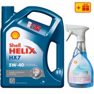 Моторна олива напівсинтетична SHELL Helix HX7 5W-40, 4 л + Розморожувач скла Shell Window De-Icer 0.5 л (ТОВ-У513124)