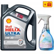 Моторна олива синтетична SHELL Helix Ultra Pro AF 5W-30, 4 л + Розморожувач скла Shell Window De-Icer 0.5 л (ТОВ-У5