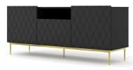 Тумба под ТВ BIM Furniture Diuna 1450x600x400 мм золотой/черный матовый (DIUNA_RTV2D1K_145_BLACK_MAT) Тумба под ТВ BIM Furniture Diuna 1450x600x400 мм золотой/черный матовый (DIUNA_RTV2D1K_145_BLACK_MAT)