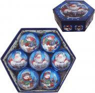 Набор елочных шаров в подарочной коробке Санта и Снеговик синий d 7,5 мм 7 шт./уп.