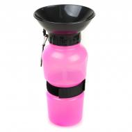 Портативна напувалка з чашею для собак SUNROZ Dog Bottle 500 мл Рожевий