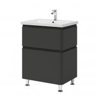 Тумба на ножках Aquarius Modena графит с умывальником Комо 60