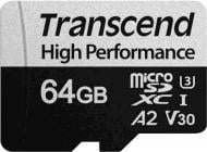 Карта памяти Transcend microSDXC 64 ГБ Class 10 (TS64GUSD340S) 340S UHS-I U3 A2 + AD