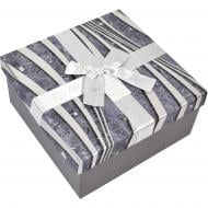 Коробка подарочная квадратная картонная серая с бантом 155 смх155 смх65 см