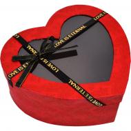 Коробка подарочная красная с окном с бантом 22х20х9 см