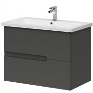 Тумба подвесная Aquarius Silver графит с умывальником Exclusive 80