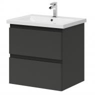 Тумба подвесная Aquarius Teffi графит с умывальником Комо 60