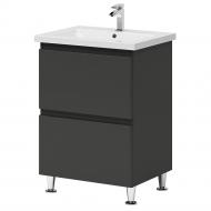 Тумба на ножках Aquarius Teffi графит с умывальником Комо 60