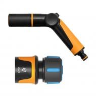 Набір Fiskars пістолет-розпилювач регульований + конектор для шланга 13 мм - 15 мм(1/2”-5/8") аквастоп CF