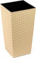 Горшок пластиковый Lamela Финезия 250 с вкладом ротанг квадратный капучино