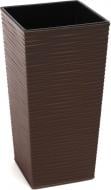 Горшок пластиковый Lamela Финезия 400 с вкладом долото-мокко квадратный 20 л мокко