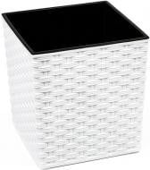 Горшок Lamela для цветов Юка 300 ротанг квадратный белый