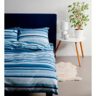 Комплект постельного белья Stripes ранфорс двуспальный евро бело-синий SoundSleep