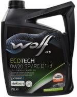 Моторное масло синтетическое WOLF EcoTech SP/RC D1-3 0W-20 5 л (1049892)