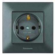 Розетка с заземлением Panasonic Arkedia Slim дымчатый 480200249