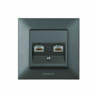 Розетка компьютерная двойная Panasonic Arkedia Slim RJ45 CAT5e дымчатый 480200254