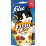 Ласощі Felix для дорослих котів Party Mix Оріджинал Мікс зі смаком курки, печінки та індички 60 г