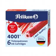 Картридж для пір’яних ручок короткі 6 шт. 4001 Brilliant Red червоний 301192 Pelikan