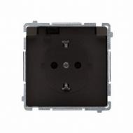 Розетка оконечная с заземлением Simon Basic Neos Schuko без шторок с крышкой коричневый DGSZ1BZ.01/46A