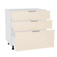 Тумба нижняя с тремя ящиками МС Смарт Магнолия 800х820х525 мм магнолия глянец LuxeForm