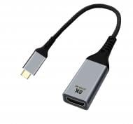 Адаптер Cablexpert USB-C на HDMI, 8К 60 Гц 0,15 м сірий (A-CM-HDMIF8K)