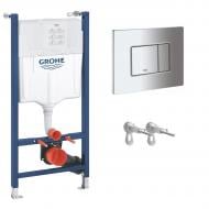 Инсталляция для унитаза Grohe SOLIDO 2в1, клавиша Skate Cosmopolitan хром