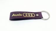 Брелок кожаный TERRAPLUS Лента Audi фиолетовый с золотым тиснением