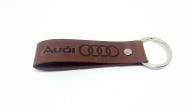Брелок шкіряний TERRAPLUS Стрічка Audi коричневий із тисненням без кольору