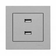 Механизм розетки USB Lezard Vesna IP20 платина 742-3588-192