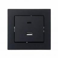 Механизм розетки USB + Type C Lezard Vesna IP20 антрацит 742-4288-192TC