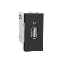 Розетка USB Schneider Electric Unica New тип А 1.05 А 1 модуль без крышки антрацит NU342854