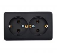 Розетка накладная двойная бытовая с заземлением Lezard Viola IP20 антрацит 751-4200-127B