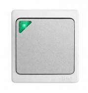 Выключатель накладной влагозащищенный одноклавишный Lezard IP54 с подсветкой серый 754-0200-111