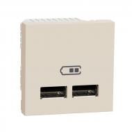 Розетка USB подвійна Schneider Electric Unica New тип А 2.1 А 2 модулі без кришки бежевий NU341844