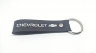 Брелок шкіряний TERRAPLUS Стрічка Chevrolet чорний зі срібним тисненням