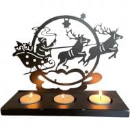 Подсвечник на 3 свечи «Санта на санях» черный