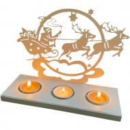 Подсвечник на 3 свечи «Санта на санях» белый Подсвечник на 3 свечи «Санта на санях» белый
