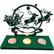 Подсвечник на 3 свечи своими руками "Санта на санах" зеленый Подсвечник на 3 свечи своими руками "Санта на санах" зеленый