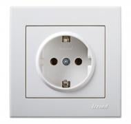 Розетка с заземлением Lezard Rain 703-0288-122В без шторок белый