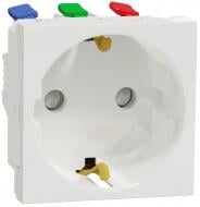 Розетка с заземлением Schneider Electric Unica New 2 модуля со шторками без крышки белый NU305718