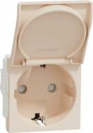 Розетка с заземлением Schneider Electric Unica New 16А 2 модуля со шторками с крышкой крем NU303744TA