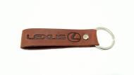Брелок шкіряний TERRAPLUS Стрічка Lexus коричневий з тисненням без кольору