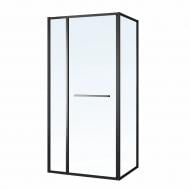 Душове огородження VOLLE CRUZE 90*90*200см, тип дверей COME IN, чорний профіль, прозоре скло